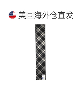 自营burberry黑色白色灰色格子羊毛围巾-白色 美国奥莱直发