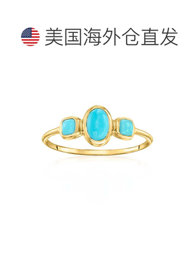 自营Ross-Simons Turquoise 3-Stone Ring in 14kt Yellow Gold -