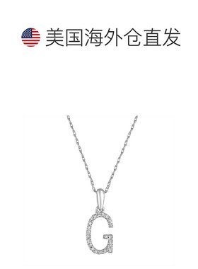 自营 sabrina14k 白金和钻石初始项链 - 白色 g 美国奥莱直发