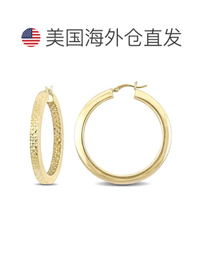 美国直邮自营Mimi & Max 40 毫米镀黄色纯银圈形耳环 - 黄色 美