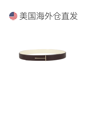 自营tom ford皮革简约金属质感T型带扣腰带-黑色 美国奥莱直发
