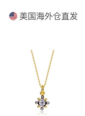 自营 genevive纯银白色立方氧化锆黑色和金色吊坠 - 金色 美国奥