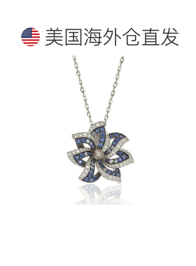 自营925 纯银小花吊坠 Suzy Levian 蓝宝石和钻石配饰 - 蓝色 美