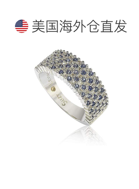 自营 925 纯银密镶半带 Suzy Levian 蓝宝石和钻石口音 - 蓝色 -