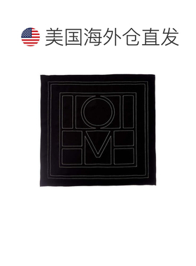 自营toteme图腾刺绣会标真丝围巾-黑色 美国奥莱直发配饰