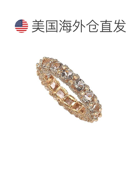 自营Suzy Levian 玫瑰纯银粉红色方晶锆石密钉 U 形镶嵌永恒戒指