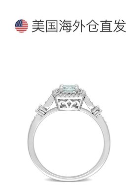 美国直邮julianna b 女士 戒指蓝宝石钻石海蓝宝方形海蓝宝石