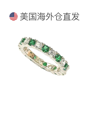 自营Suzy Levian 纯银立方氧化锆绿翡翠交替永恒戒指 白色 美国奥
