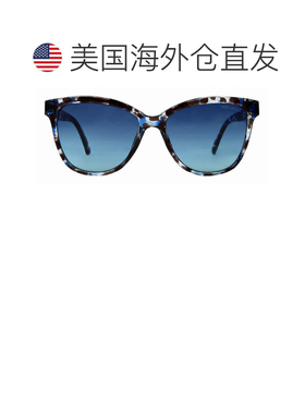 自营Suzy Levian 女士蓝色玳瑁色方形镜片太阳镜 - 蓝色 美国奥莱