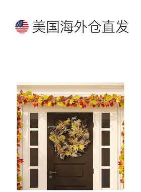 自营 safavieh人造 30 英寸燕麦叶和桉树花环 - 黄色/绿色 美国奥