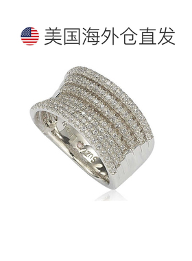 自营Suzy Levian 纯银方晶锆石微密钉凹面戒指 - 白色 美国奥莱直