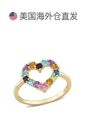 自营 mimi & max10k 金 3/4 CT TGW 多色宝石敞开心形戒指 - 黄色