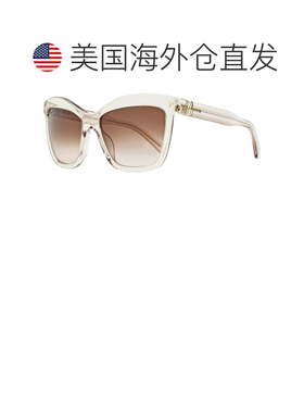 自营Bally 女士蝴蝶太阳镜 BY0082 57F 透明米色 56 毫米 - 57f