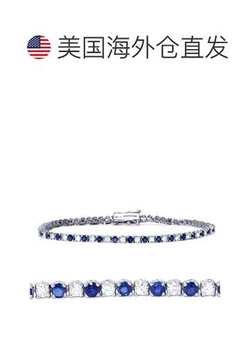 自营 pompeii3pompeii 32 克拉蓝宝石和钻石真正网球手链 14K 白