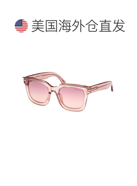 自营Tom Ford太阳镜方形全轮辋，闪亮的粉红色镜框和紫罗兰色渐变