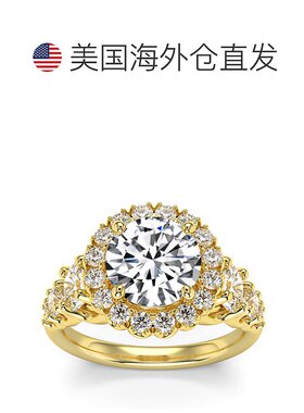 自营 pompeii35 克拉光环圆形明亮式切割钻石订婚戒指，14k 金实