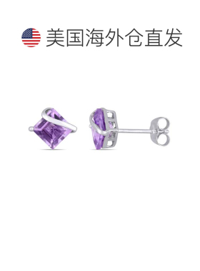 自营10k 白金 Mimi & Max 方形紫水晶耳钉 - 紫色 美国奥莱直发