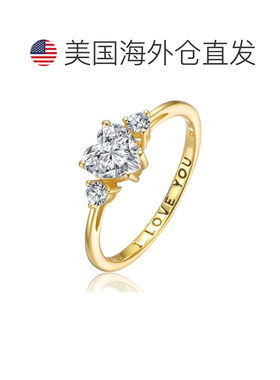 自营genevive纯银镶透明方晶锆石心形“我爱你”承诺戒 美国奥莱