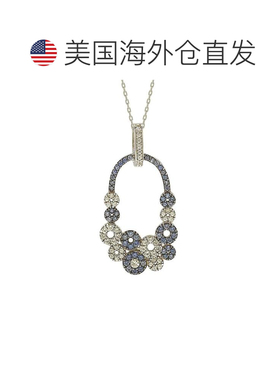 自营925 纯银多圈吊坠 Suzy Levian 蓝宝石和钻石配饰 - 蓝色 美