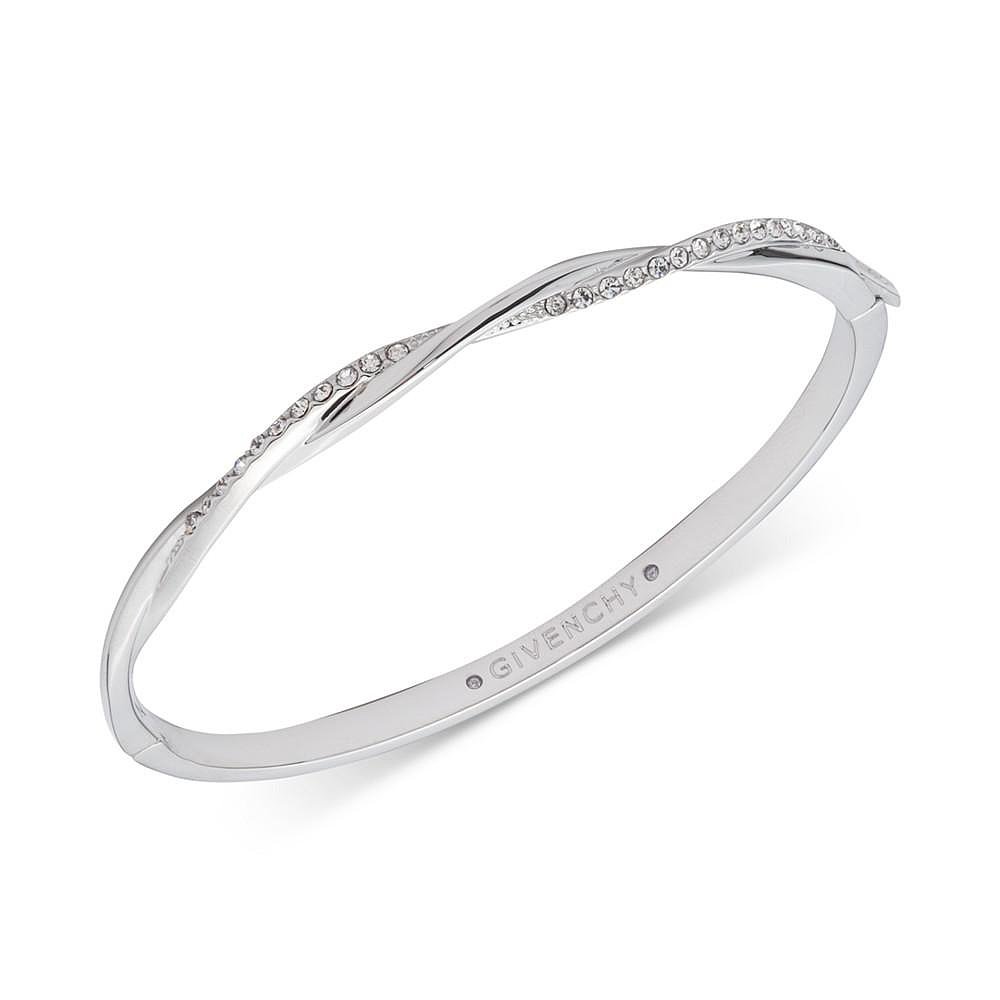 【美国直邮】Givenchy纪梵希密镶扭纹手镯镶钻设计款手环时尚银色-图2
