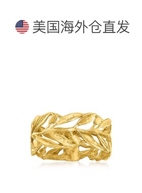 自营 Ross-Simons 意大利 14kt 黄金镂空叶子戒指 - 黄色 美国奥