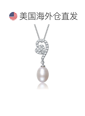 自营geneviveGv 纯银白色淡水珍珠晶锆石项链 - 银 美国奥莱直发