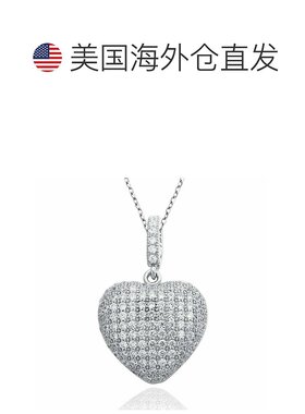 自营 Suzy Levian 白色立方氧化锆纯银密镶心形吊坠 - 白色 美国