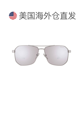 自营Prada Linea Rossa Silver Mirror Irregular Men's Sunglass