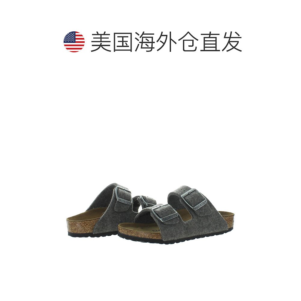 birkenstockArizona 男童羊毛刺绣鞋垫凉鞋 - 灰色麋鹿 【美国奥 - 图1