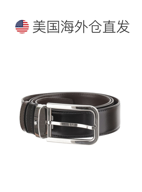 自营mont blanc黑色双面皮革金属扣腰带-黑色 美国奥莱直发万宝龙