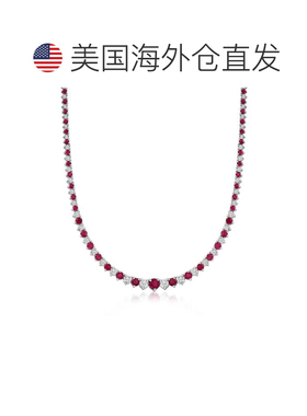 自营925 纯银 Ross-Simons 红宝石和钻石网球项链 - 20 英寸 美国