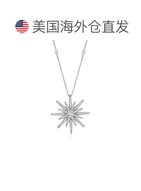 自营Ross-Simons Diamond Starburst Necklace in Sterling Silve