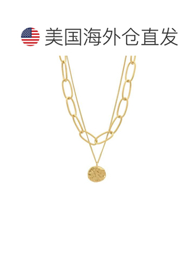 自营adornia14k 镀金椭圆形链条和硬币吊坠多层项链 - 金色 美国