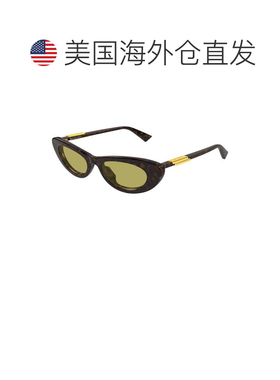 自营bottega veneta金色Bv1447s龟形大胆猫眼太阳镜-黑色 美国奥