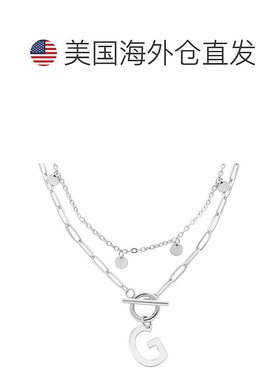 adornia耐锈镀银五彩纸屑和回形针分层字母套结项链 - silver-g