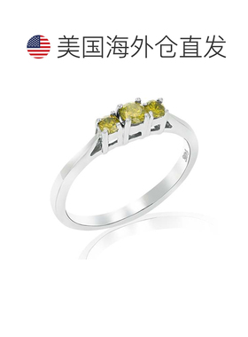 自营 vir jewels 1/4 克拉 3 石 14K 白金黄色钻石订婚戒指 圆形