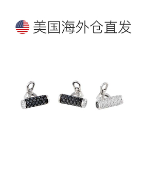 自营de Grisogono 配饰 18K 白金全白色和黑色钻石燕尾服切换按钮