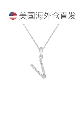 自营 sabrina14k 白金和钻石初始项链 - 白色 v 美国奥莱直发吊坠