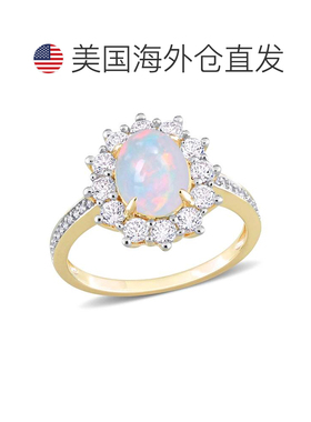 自营 mimi & max2 1/6 CT TGW 椭圆形蓝色埃塞俄比亚蛋白石和白色