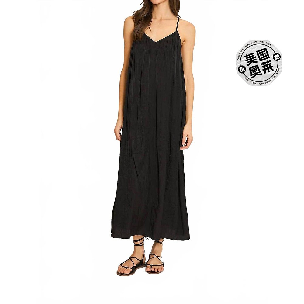 自营wishlistCrinkle Midi Dress In Sea Urchin Black - sea urc - 图0