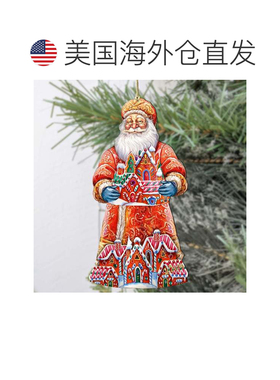 自营圣诞老人和姜饼屋木制圣诞装饰品，G. Debrekht 出品 - 多色
