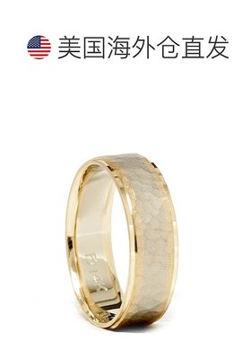 自营 pompeii3男士 14K 金双色锤纹舒适结婚戒指 - 14k 黄金 美国