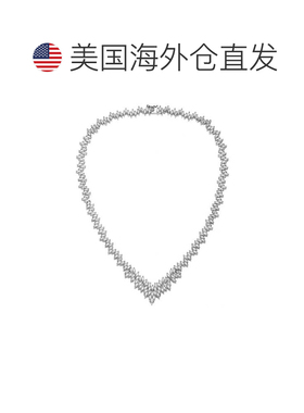 自营GENEVIVE 纯银透明马眼形方晶锆石簇状项链 - 银白色 美国奥