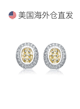 自营GENEVIVE 纯银黄色立方氧化锆纽扣耳钉 - 黄色 美国奥莱直发