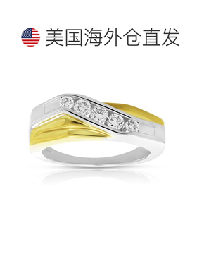 自营 vir jewels1/2 克拉男士 5 石 SI1 净度钻石戒指 14K 双色金