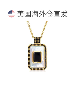 自营Ross-Simons 珍珠母贝和缟玛瑙吊坠项链。 18 克拉金镀在纯银