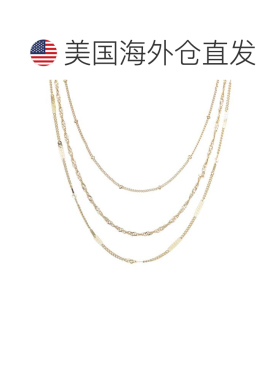 自营adornia14k Yellow Gold Plated 3-Chain Necklace Set - gol