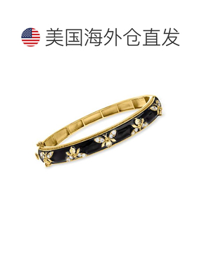 自营Ross-Simons 白色托帕石和黑色珐琅大黄蜂手镯 - 8.5 英寸 美