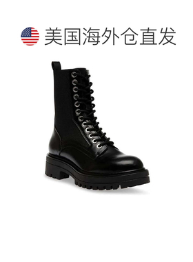 自营Women's Steve Madden Kenny Boots Black Leather Block Hee