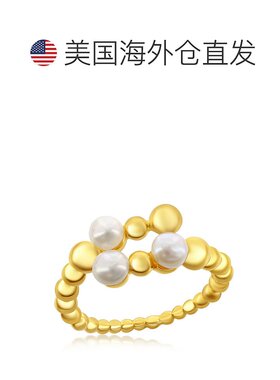 自营 simona 纯银 FWP 和串珠开口戒指 - 镀金 - 金 美国奥莱直发